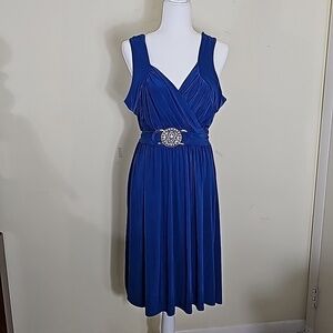 Liquid Royal Blue With Siler Waist Buckle Cocktail Dress Size 24/26